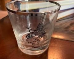 Set 6 Vintage Wild Game Birds Barware rocks Glasses Silver rim