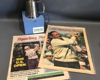 Ray Floyd and Billy Casper Autographed Newspapers and Bear Creek Golf Club Mug
