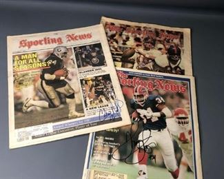 Autographed Sporting News By Archie Manning, Thurman Thomas and Calvin Natt
