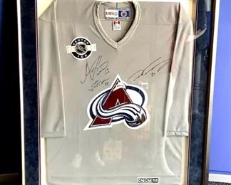 Framed, Autographed Avalanche Jersey
