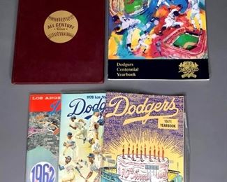 Dodgers Yearbooks, 1971, 1978, and 1962. Also 100 year Anniversary Book, and All Century Team Hardback Book
