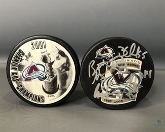 Autographed 1995-2005 Colorado Avalanche NHL Puck and More 
