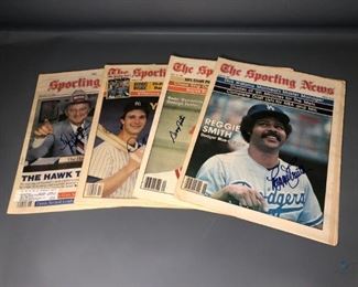 The Sporting News Autographed by George Foster, Reggie Smith, Don Mattingly and Ken Harrelson
