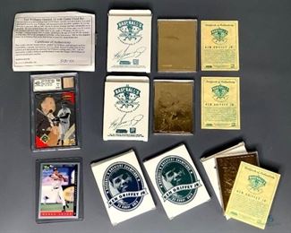 Ken Griffey, Jr. Original 23-Karat Gold Foil Trading Cards and Ted Williams and Derek Jeter Trading Card
