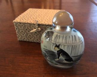 Handpainted chinese glass perfume bottle and box