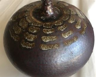 Beautifully glazed and formed vessel by Toledo potter Pat McGlaughin 