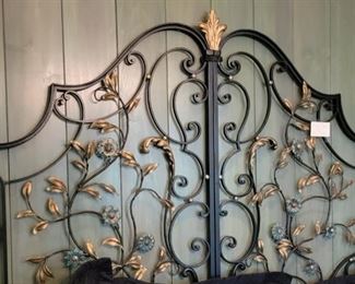 Gold and Black Wrought Iron Headboard