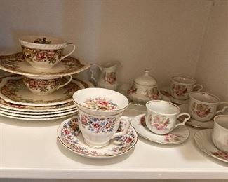 Lots of fine china, full sets, antique teacups, teapots, patterns...