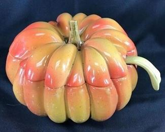 Halloween Pumpkin Soup Tureen Lidded Bowl w. Ladle