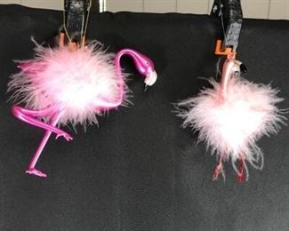 Set of 2 Flamingo Holiday Ornaments