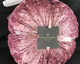 Casa ZetaJones Set of 2 Crushed Pink Rose Velvet Round Pillows