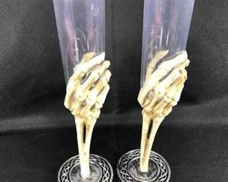 2 Halloween Champagne Glasses