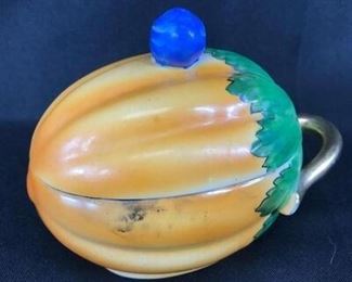 Halloween Pumpkin Sugar Dish w. Lid