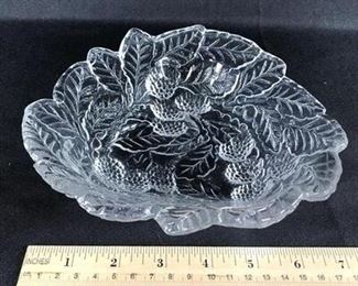 Blackberry Embossed Glass Shallow Relish Plate Trinket Dish