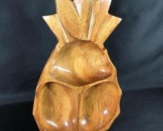 Monkeypod Wood Divided Pineapple Bowl