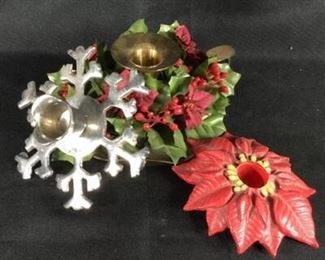 Lot of 3 Holiday Candle Holders