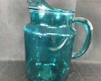 Vintage Turquoise Glass Pitcher