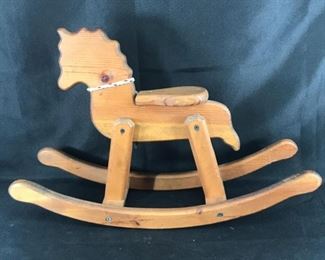 Homco PalOMine Wooden Rocking Horse