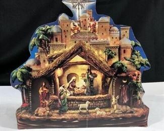 Decoupaged Nativity Scene Wood Cut Out Holiday Display