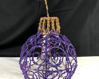 Large Purple Glitter Swirl Christmas Holiday Ornament