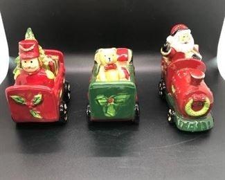 Ceramic Christmas Holiday Train Figurine Set