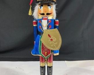 Blue Christmas Holiday Wood Nutcracker Soldier with Shield