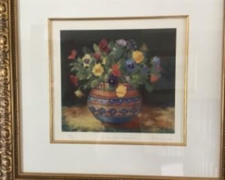 Floral still life artist signed and numbered lithograph