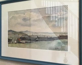 Original coastal scene, watercolor, artist signed, dated 1929