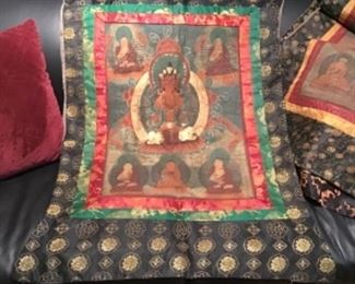 One of 7 antique hand painted Tibetan tangkas,