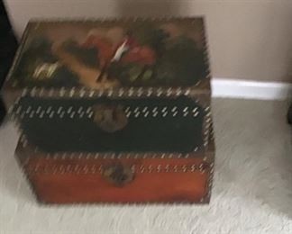 Two paint decorated trunks