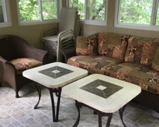 Wicker sofa and loveseat