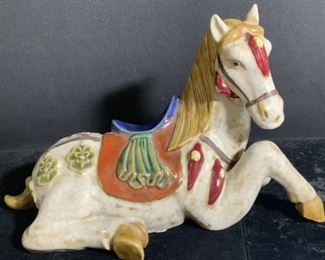 Handcrafted Vntg Oversized Resting Horse Figural
