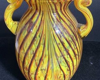 Handmade Swirled Art Glass Table Vase
