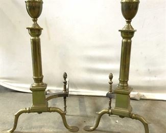 Pair Vintage Brass Andirons
