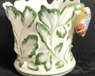 TIFFANY & Co. Italian Porcelain Planter w Bird
