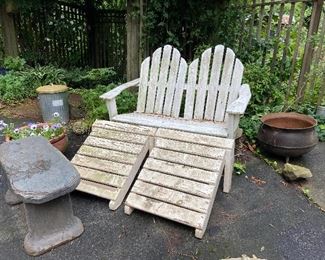 Adirondack Loveseat with Pair of Foot Rests