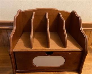 Solid Wood Desk Organizer with Drawer
