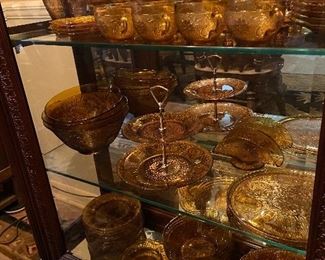 Large Collection of Amber Tiara Glass