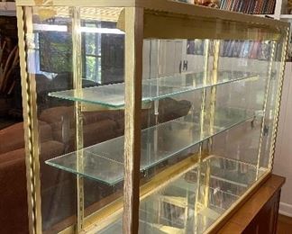 Brass, Glass, & Mirror Lighted Tabletop Display Case
