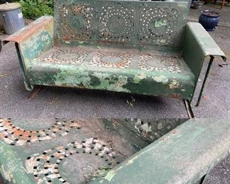 Antique Metal 3 Seat Glider Bench