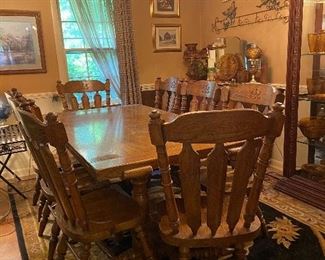 Solid Wood Large Table & 8 Chairs