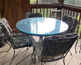 Metal Patio Table & 4 Chairs with Glass top