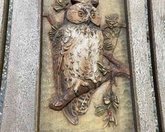 Small 3 D Relief Vintage Owl Plaque