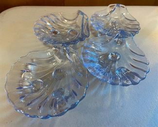 Set of 4 Translucent Blue Footed Shell Salts
