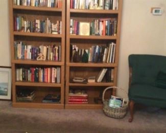 Sauder Woodworking bookcases (2), cast iron pieces, armless side chair