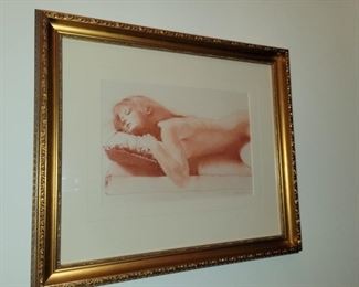 Nude in Red Pastel art signed by Franco Fusari art 10"x14"