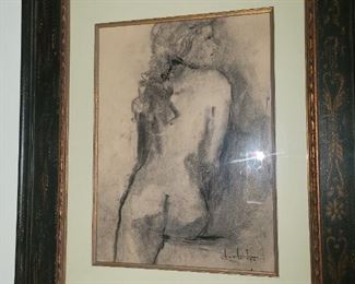 Original Nude Charcoal on paper Signed Stephen Shortridge 15"x11" art 