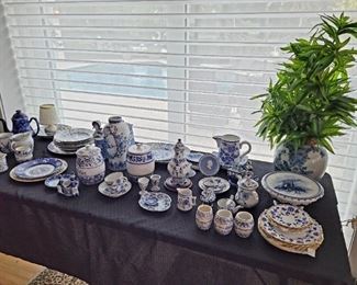 Antique Delft Vase, plates and more blue and white porcelains