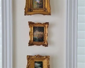 Italian small gilt framed original art 