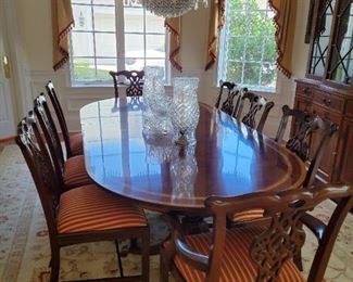 Beautiful Dining Room Table 8 Chairs with 2 leaves and pads from John Gibson Antiques Charleston S.C.